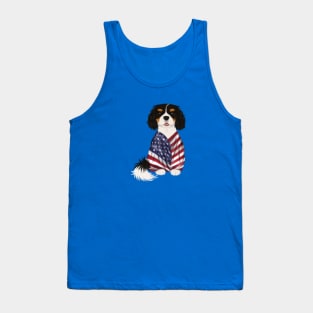 USA American Flag, Tri-Color Cavalier King Charles Spaniel Tank Top